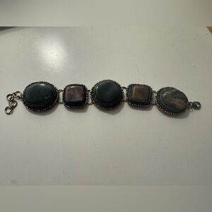 Silver tone Stone Chunky Gemstone Bracelet